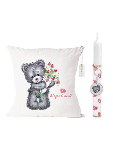 10 Λαμπάδα Πάσχα "Flowers Teddy"