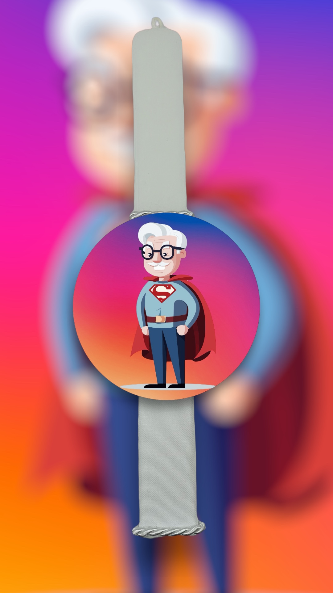 EASLOVED240005 Πασχαλινή Λαμπάδα Bonjourbebe με Θέμα "Super Grandpa"