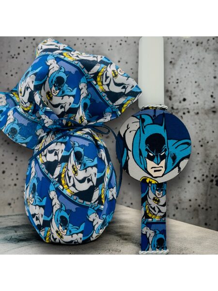 EASTER 24001 Πασχαλινό Σετ Bonjourbebe με Θέμα τον "Batman" (Λαμπάδα-Αυγό)