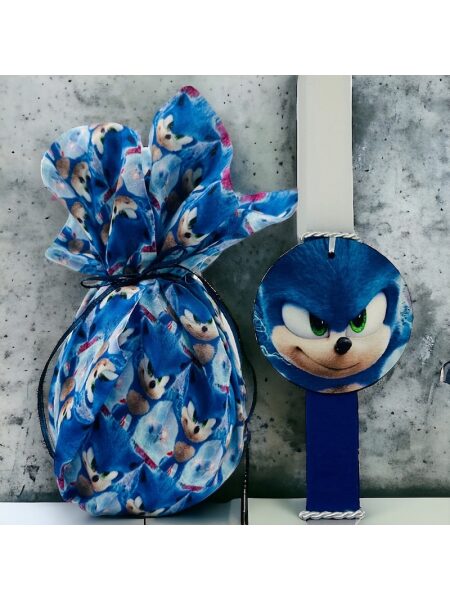 EASTER 24002 Πασχαλινό Σετ Bonjourbebe με Θέμα τον "Sonic" (Λαμπάδα-Αυγό)
