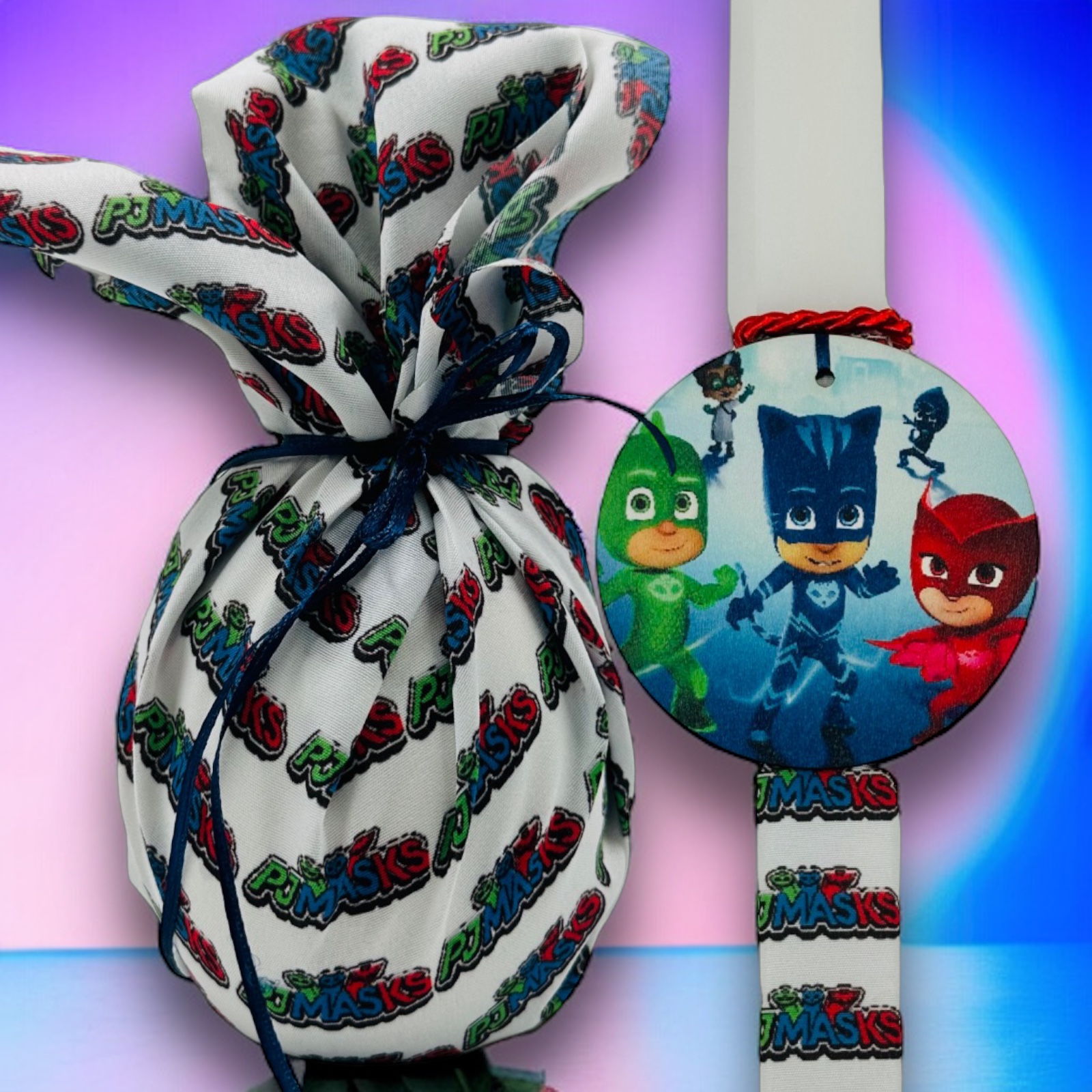 EASTER 24005 Πασχαλινό Σετ Bonjourbebe με Θέμα τον "PjMasks" (Λαμπάδα-Αυγό)