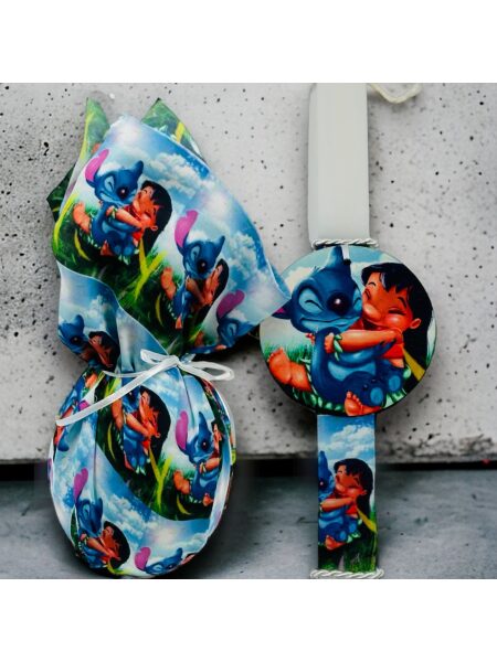 EASTER 24004 Πασχαλινό Σετ Bonjourbebe με Θέμα τoυς "Lilo&Stich" (Λαμπάδα-Αυγό)