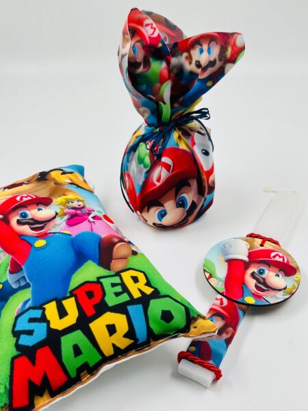 EASTER 24006 Πασχαλινό Σετ Bonjourbebe με Θέμα τον "Super Mario" (Λαμπάδα-Μαξιλάρι-Αυγό)