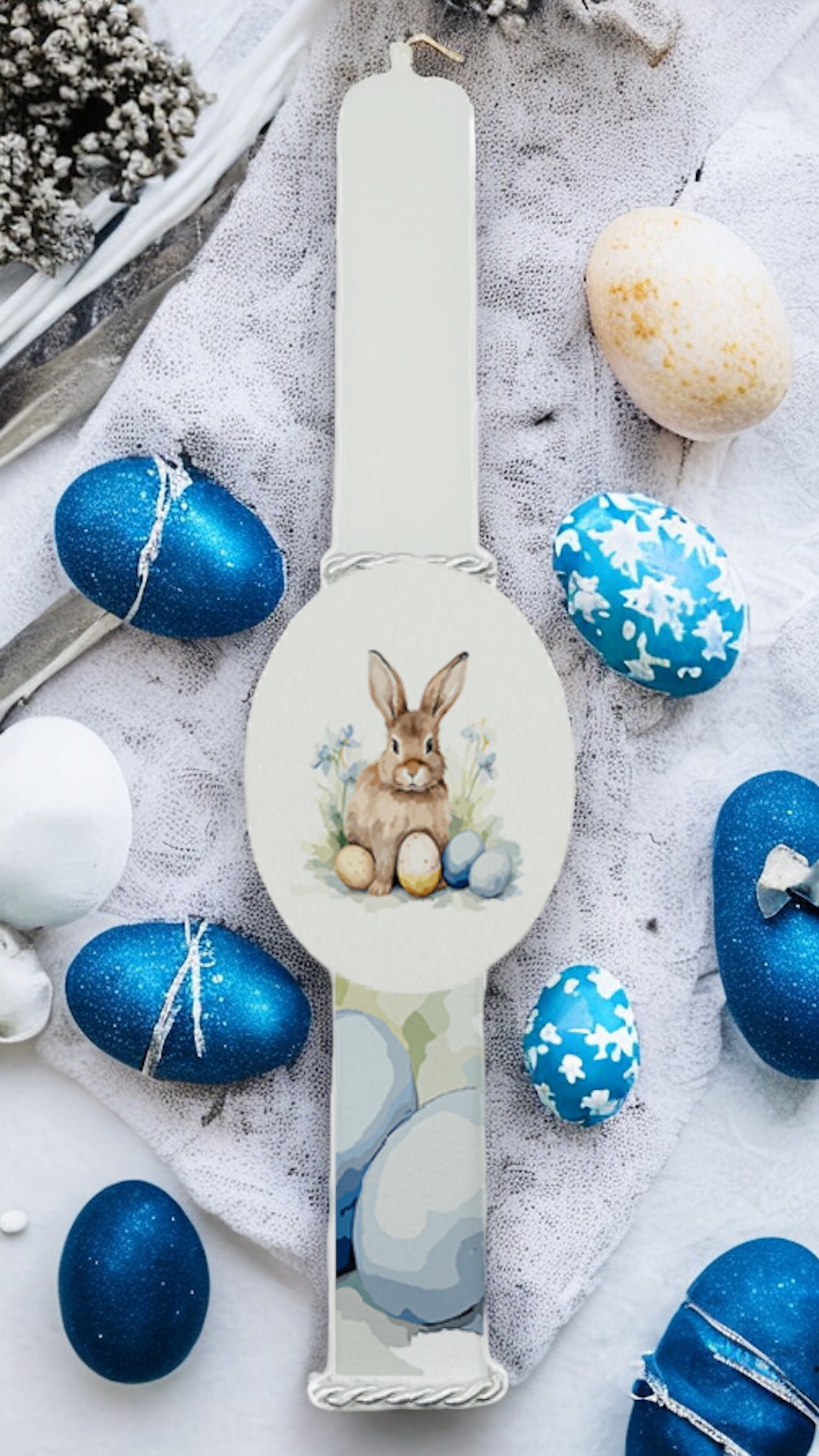 EAS100024-4A Πασχαλινή Λαμπάδα Bonjourbebe με Θέμα "Rabbit Blue Eggs"