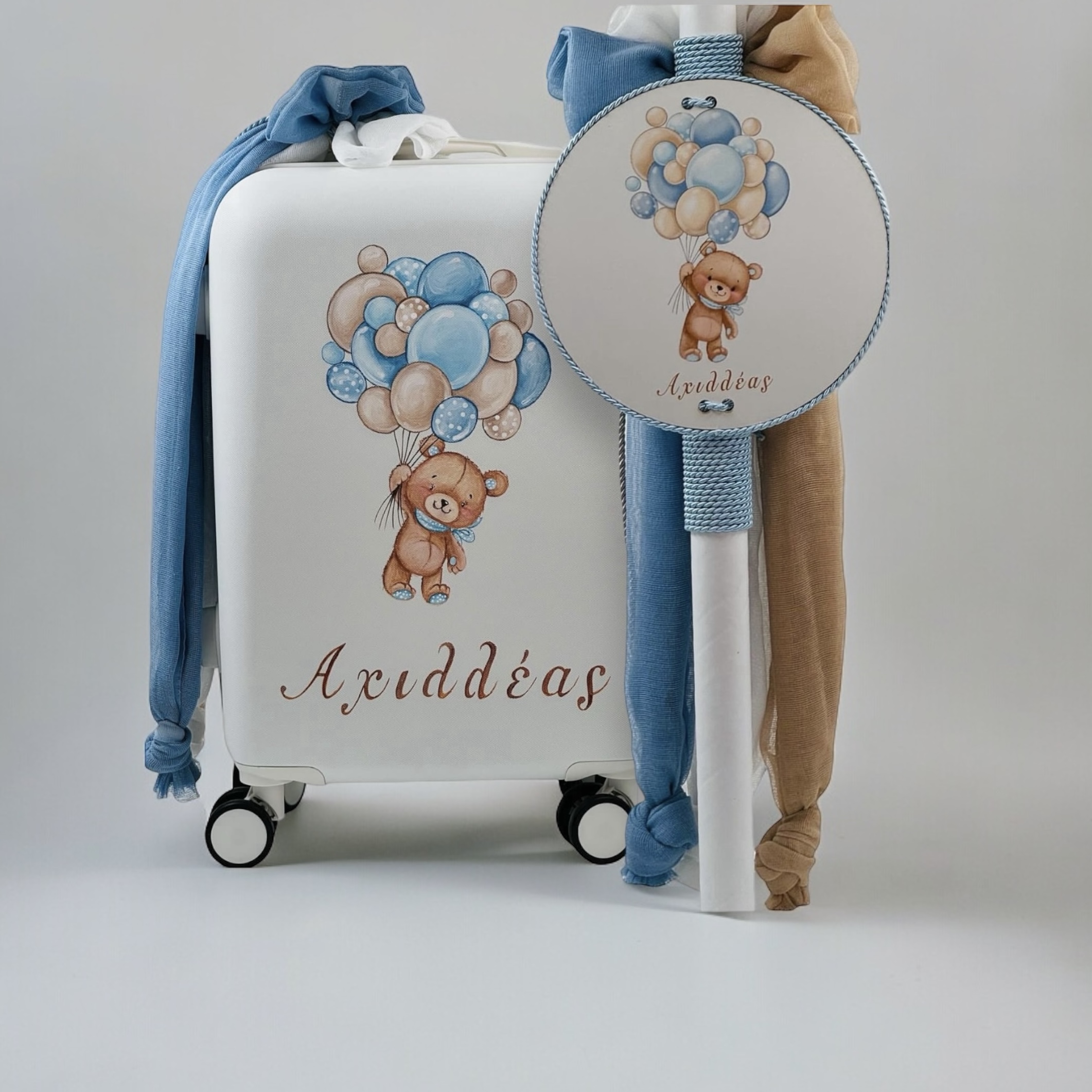 24034_Panda Teddy with Ballons (Ολικό Βαπτιστικό Πακέτο Νονού / Νονάς)