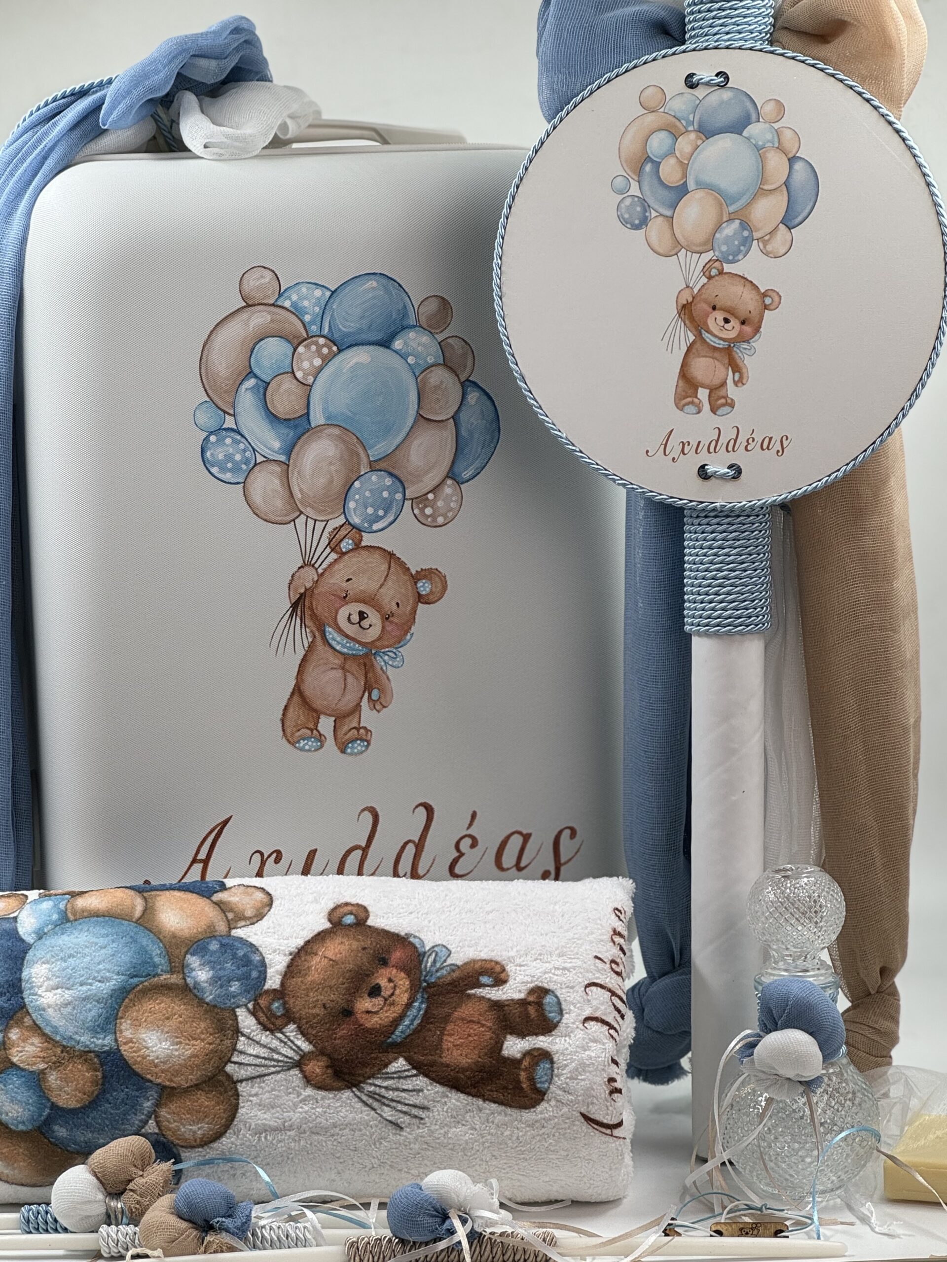 24034_Panda Teddy with Ballons (Ολικό Βαπτιστικό Πακέτο Νονού / Νονάς) - Image 2